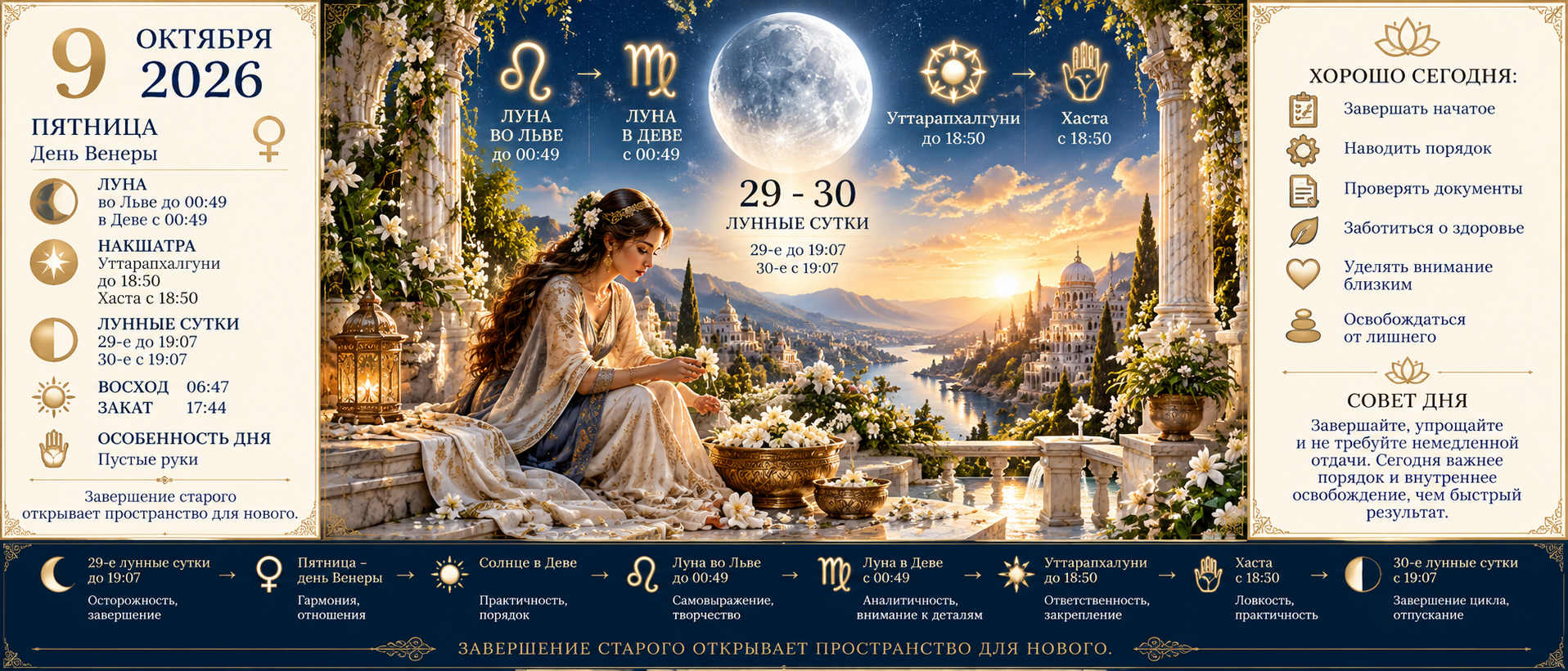 Ведический астрологический прогноз на 9 октября 2026 года: какая Луна сегодня и что советует ведическая астрология