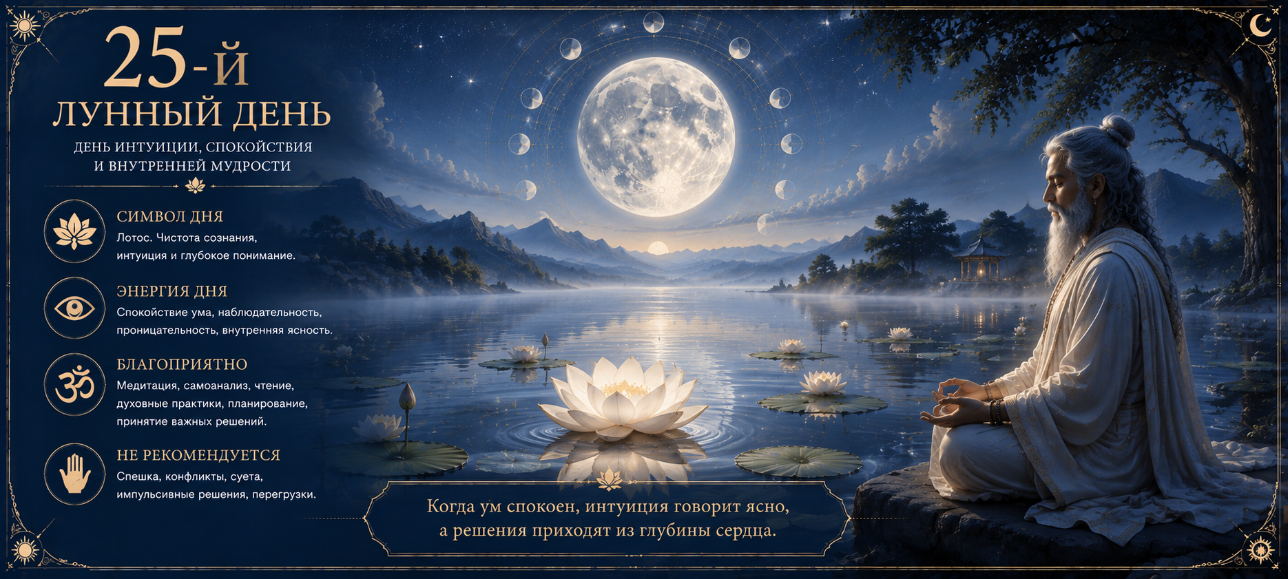 25-й лунный день — день интуиции, спокойствия и внутренней мудрости