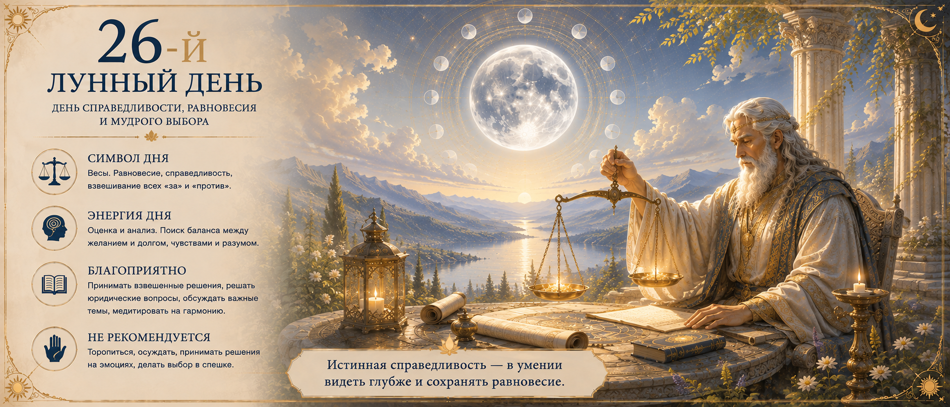 26-й лунный день — день мудрости, равновесия и осознанного выбора