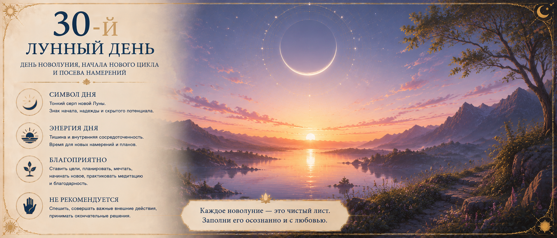 30-й лунный день — день благодарности, завершения и подготовки к новому циклу