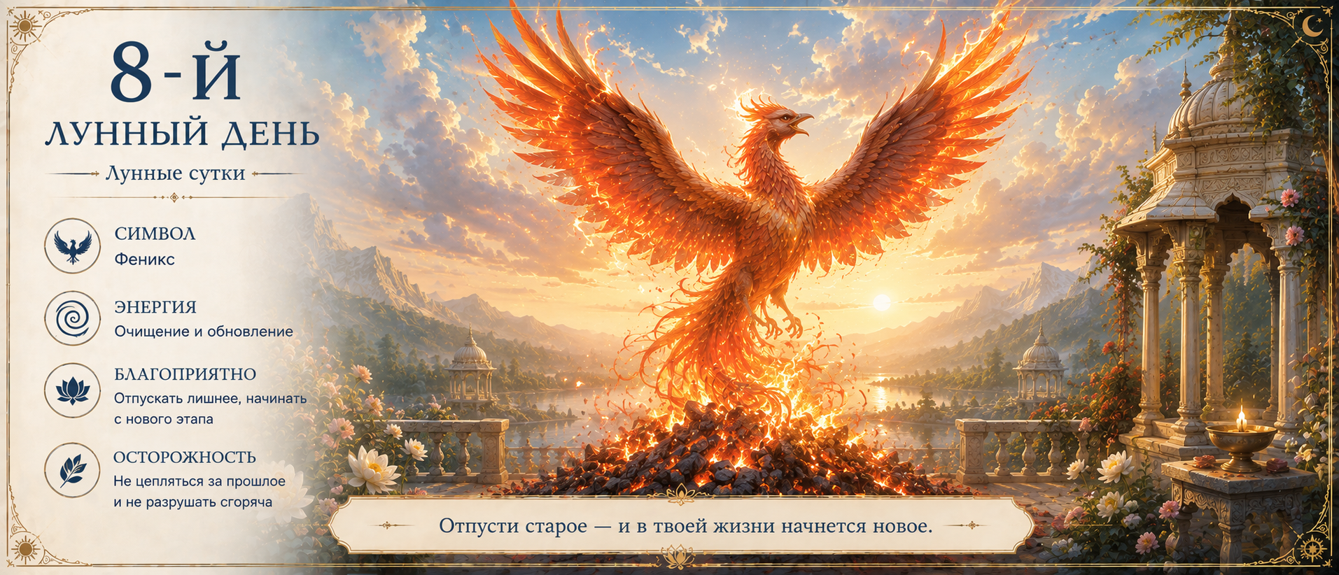 8-й лунный день — очищение, обновление и внутреннее преображение