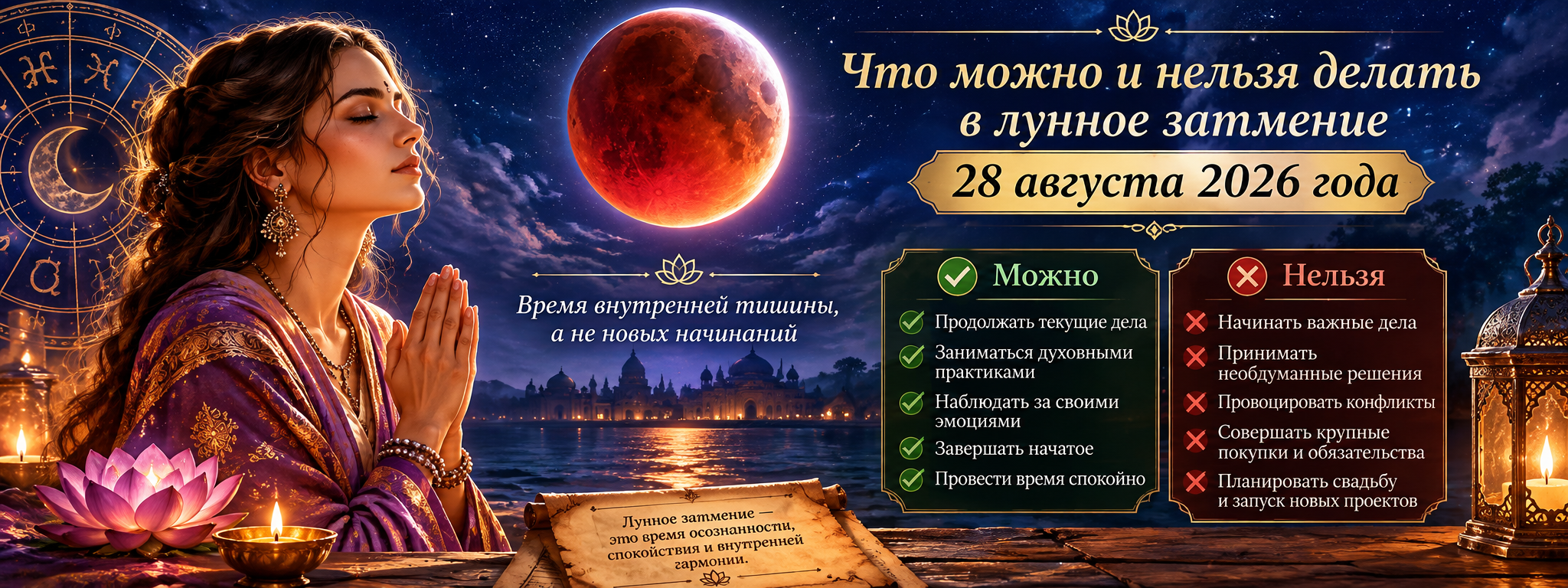Что можно и нельзя делать в лунное затмение 28 августа 2026 года