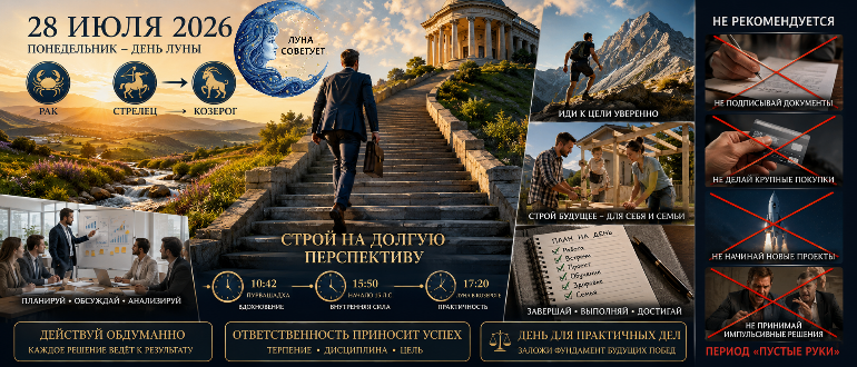 Лунный прогноз на 28 июля 2026 года
